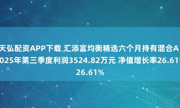 天弘配资APP下载 汇添富均衡精选六个月持有混合A：2025年第三季度利润3524.82万元 净值增长率26.61%