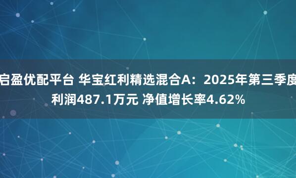 启盈优配平台 华宝红利精选混合A：2025年第三季度利润487.1万元 净值增长率4.62%